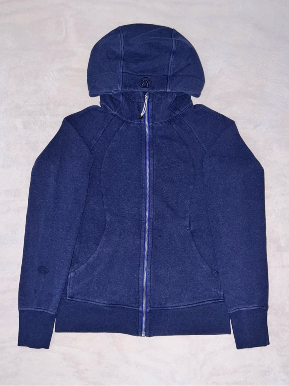 Lululemon Scuba Navy Blue Fleece Full Zip Hoodie High Neck Women's Size 8
